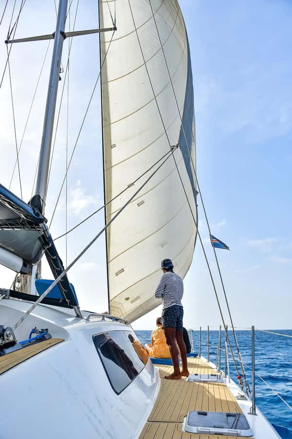 3-hour Catamaran Adventure on the waters of Sal Island - The swim and snorkeling stop: short, calm, and condition-based