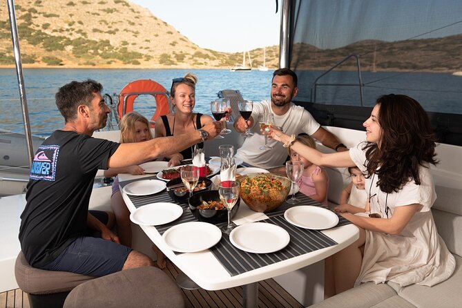 Ag.Nikolaos: Catamaran Trip with Sushi, Drinks, & Water Toys - The Sail Time Between Stops: Relax on Deck and Let the Sea Do the Work