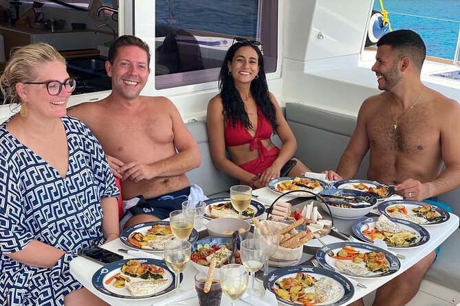 Ag.Nikolaos: Catamaran Trip with Sushi, Drinks, & Water Toys - Mirabello Bay: The Main Event for Swimming, Snorkeling, and Water Toys