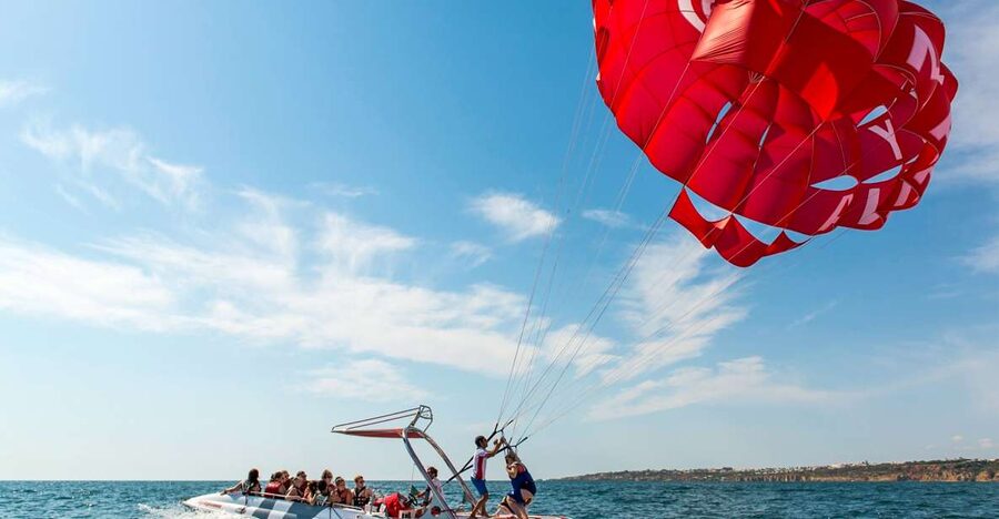 Albufeira: Single, Double or Triple Parasailing Tour - Boat ride to launch: fast out, then controlled