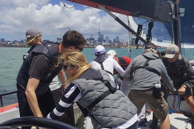 America's Cup Sailing on Auckland's Waitemata Harbour - What you’ll do on deck: take the helm or work the lines