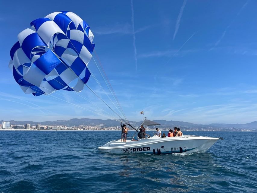 Barcelona: Guided Parasailing Experience - From Olympic Port to 150m Over the Water