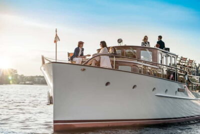 Berlin: Boat Sightseeing Tour on Electric Motor Yacht - Where the tour leaves: the yellow FLAGSHIP.BERLIN jetty near Berlin Cathedral