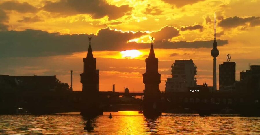 Berlin: Solar Powered Sunset Catamaran Cruise & Audio Guide - The route in plain English: Oberbaumbrücke to the Pregnant Oyster