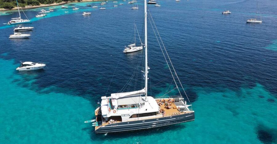 Cannes: Half-Day Catamaran Cruise with Lunch - St. Marguerite Island and the Ferry Back to Cannes