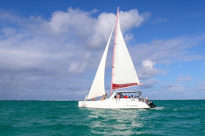 Catamaran cruise to Ile aux cerfs with bbq lunch - Snorkeling stops: why the sea route improves your odds