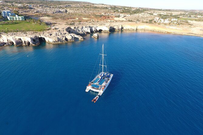 Catamaran Crystal Sea Cruise from Protaras - Entering Green Bay Beach and the Cape Greco Coastline
