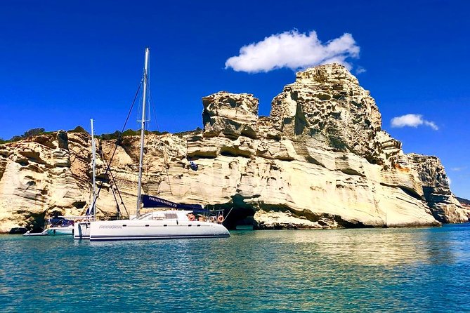 Catamaran Half Day Morning Cruise: Kleftiko - Kleftiko Beach: pirates bay caves, swim guidance, and lunch onboard
