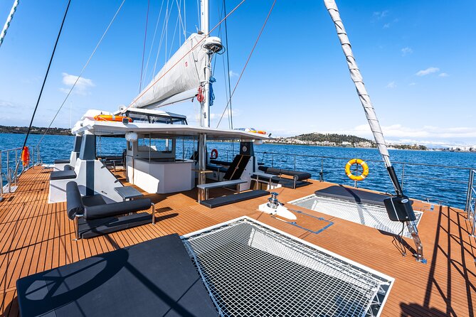 Comfort Max Catamaran Caldera Cruise with BBQ and Drinks - Comfort on a Smaller Catamaran: Seats, Bathrooms, Music, and the Mood