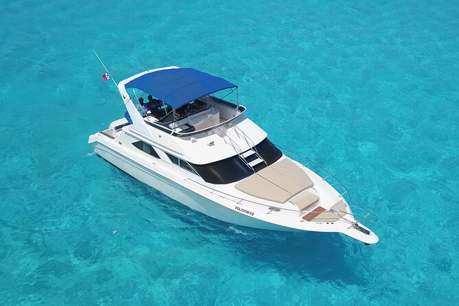 Deluxe Yacht 48FT with FlyBrige Rental in Cancun - Snorkeling, Paddle Board, and the Floating Lily Pad