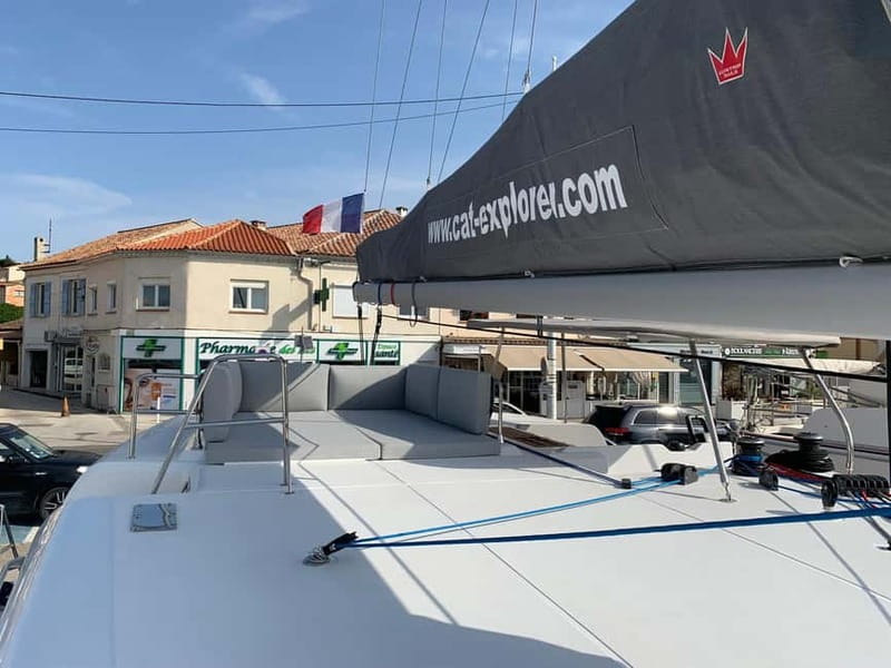 Departure from BRUSC: Half-day catamaran cruise - The anchored swim stop: where the kayak magic happens