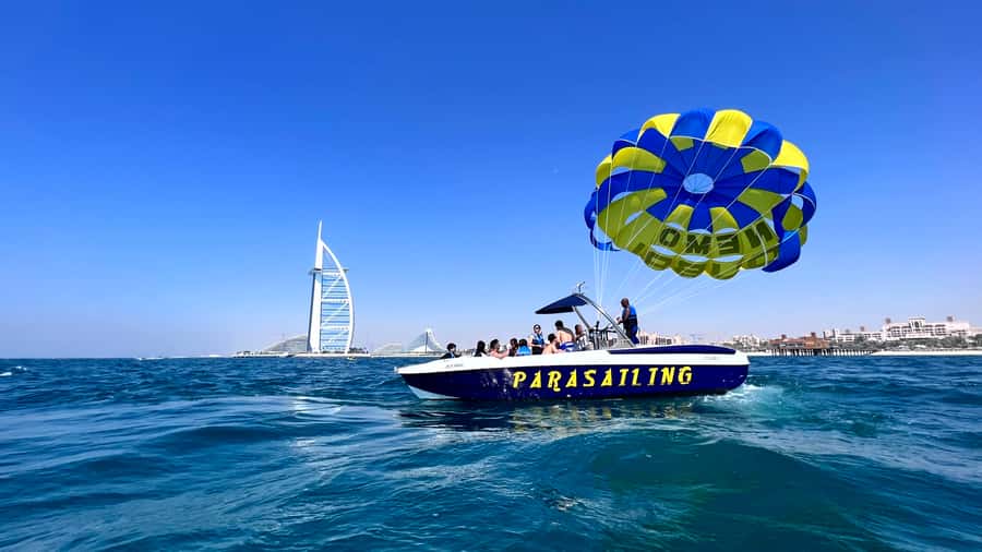 Dubai: Burj Al Arab Parasailing, Ice Cream, Pics, and Videos - The Boat Ride Reality Check: You Might Get Splashed