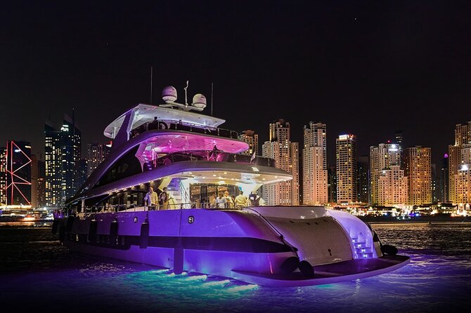 Dubai Harbour Super Yacht Experience with gourmet & Drinks - Dubai Harbour in 3 Hours: the real vibe on this super yacht