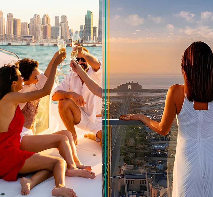Dubai: The View At The Palm Ticket & 1.5 Afternoon Yacht - Terraces, photos, and that 240-meter feeling