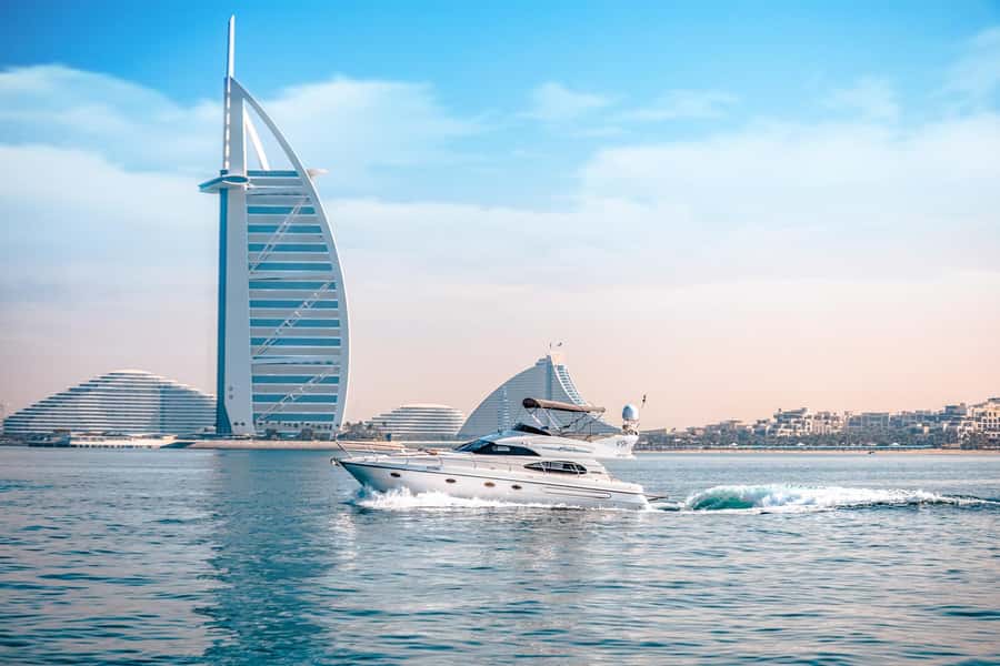 Dubai Yacht Tour - Boat Trip upto 12 guests Private event - Atlantis and the Palm area: best seen when your boat slows down