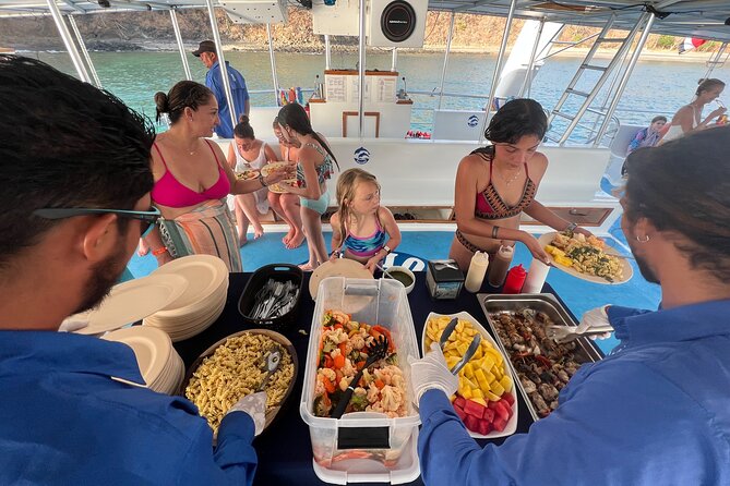 Flamingo Family Fun Catamaran Snorkel:Comfortable shaded seating - Wildlife Chances: Dolphins, Turtles, Rays, and Whale Mood Swings