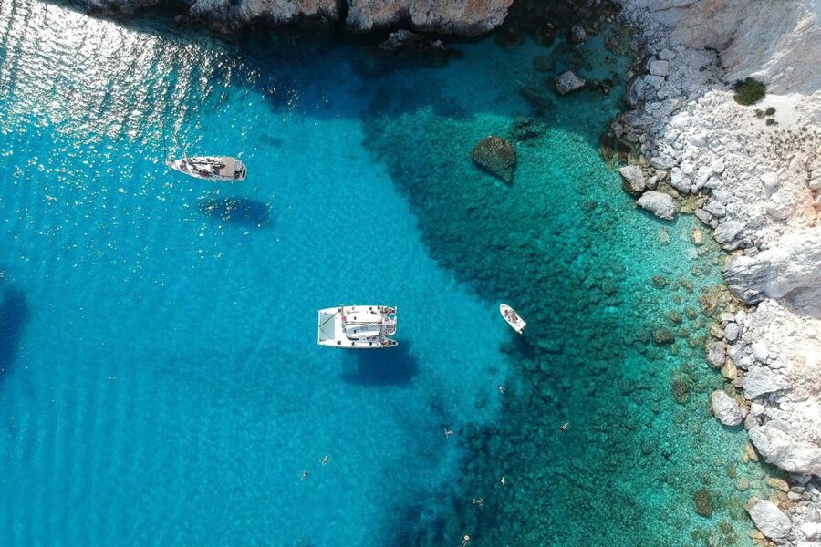 From Adamas: Milos and Poliegos Catamaran Cruise with Lunch - Tsigrado and the Coastal Photo Stops That Break Up the Water Time