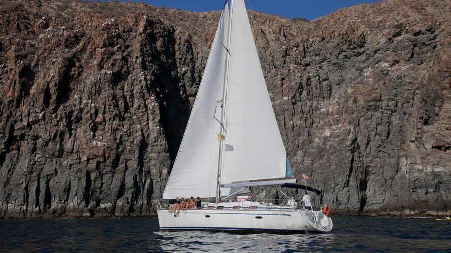 From Los Gigantes: Whale Watching Sailboat Cruise - Sailing time: the cliffs and Teide from the water