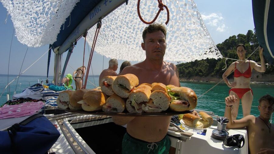 From Nea Fokea: Chalkidiki 6-Hour Cruise by Sailing Boat - Afytos: the first swim stop and how to time it