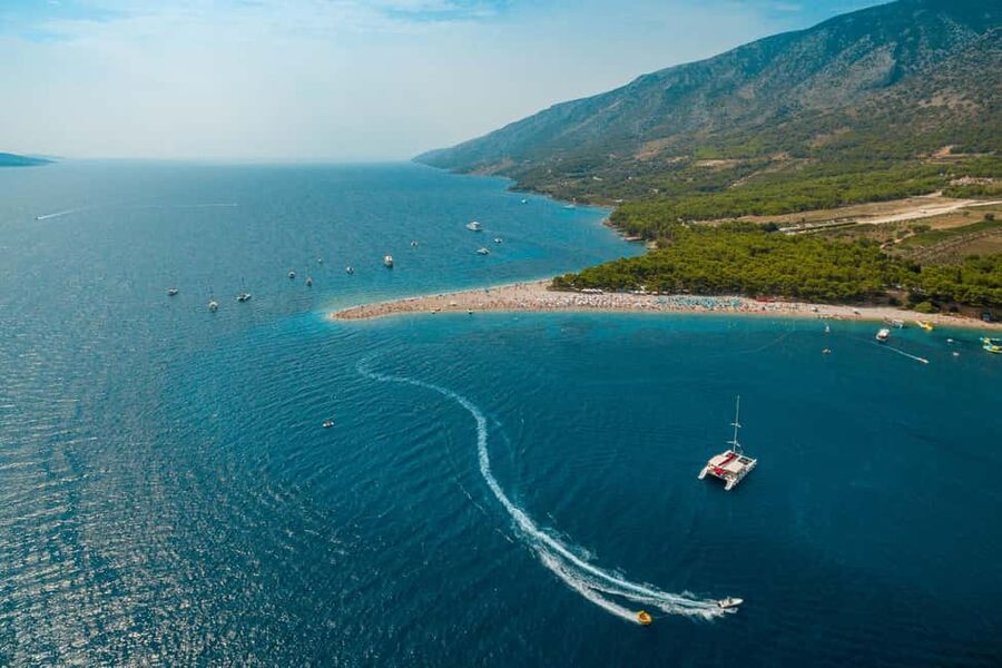From Split: Catamaran Cruise to Golden Horn & Brač island. - Meeting up at Obala Lazaret 1 and settling into Summer Blues