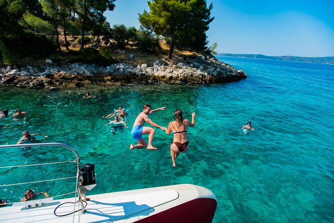 Full-Day Catamaran Cruise to Hvar & Pakleni Islands with Food and free Drinks - Stop 1 at Brač: the first swim bay is your reset button