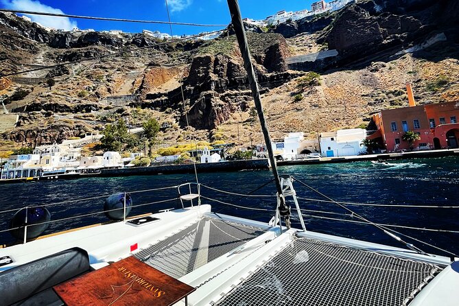 Half Day Premium Catamaran Cruise in Santorini including Oia - Thirassia: where the cruise slows down enough to feel like a real swim day