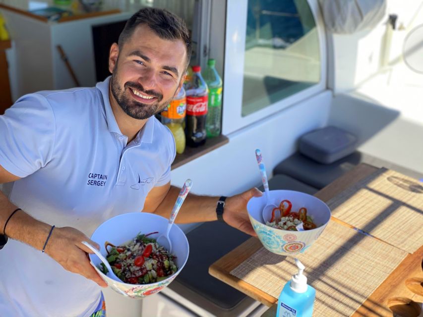 Heraklion:Dia Island Catamaran Cruise with Lunch, Water Toys - Dia Island Time: Water Toys, Snorkeling Gear, and Lunch Built for Cretan Flavors