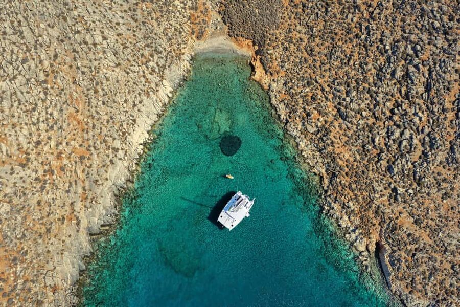 Hersonissos: Dia Catamaran Cruise with Lunch & Drinks - The Dia Island stop: where the water toys make sense