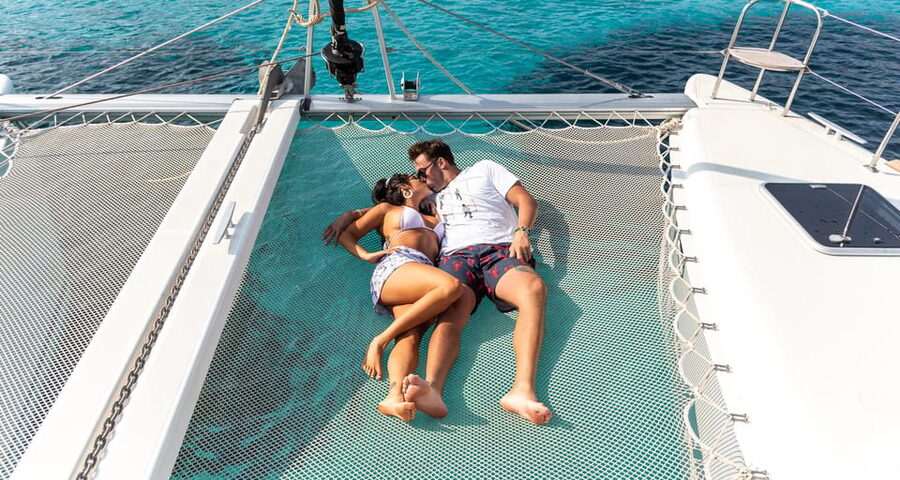 Kissamos: Balos & Gramvousa Luxury Catamaran Sailing Cruise - Water Toys and Swimming: Flamingo Float, SUP, and Snorkel Gear