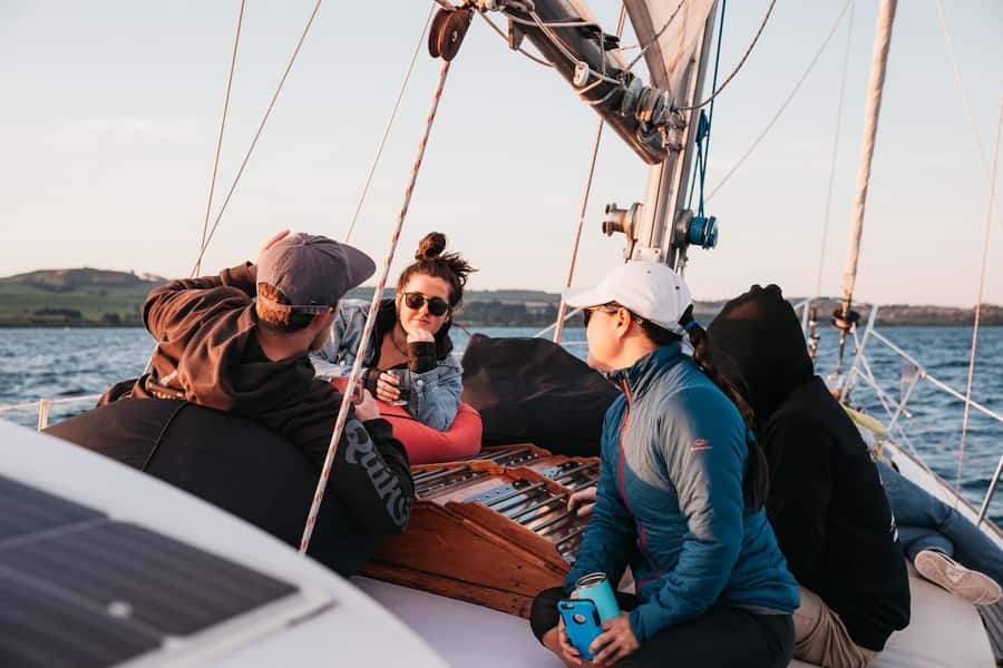 Lake Taupo: Classical Sailing to the Māori Rock Carvings - The swim stop: cold water refresh, blankets after, and a long break