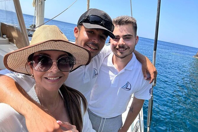 Luxury Santorini Catamaran Cruise: Lunch, BBQ, Drinks, Transfers - Food, Drinks, and BBQ: The Value Case for $133.08