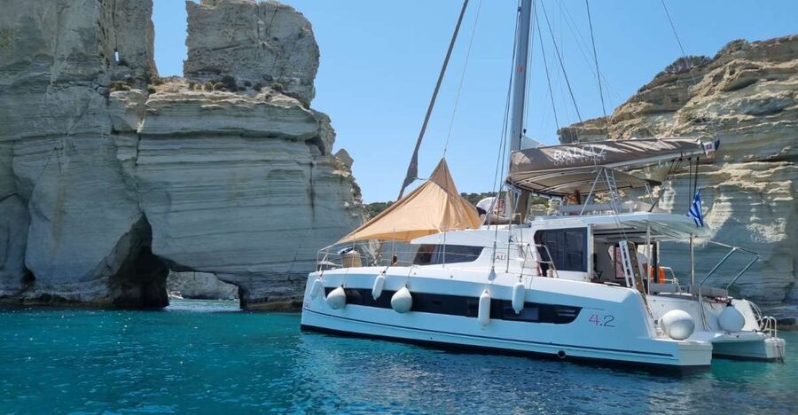 Milos: Full-Day Catamaran Cruise with Food and Open Bar - Finding the TOGETHER catamaran in Adamantas without stress