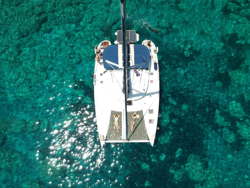 Milos: Full-Day Catamaran Cruise with Paddle Board - Kalogries Bay: your first real swim and snorkel break