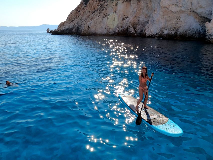 Milos: Full-Day Catamaran Cruise with Paddle Board - Sykia Cave: the salt lake and dinghy ride part