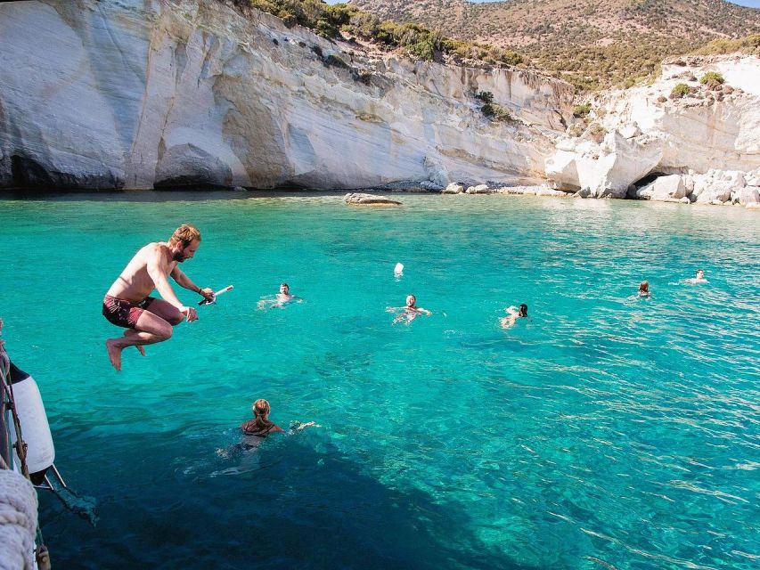 Milos: Kleftiko Morning Catamaran Cruise with Lunch & Drinks - Cape Vani and Sykia Cave: quick photo stops with big drama