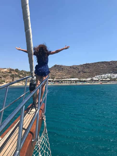 Mykonos: Sunset Sail Cruise to Rhenia, Beach Hopping, Dinner - The beach safari: Paradise to Ornos, seen from the best seat