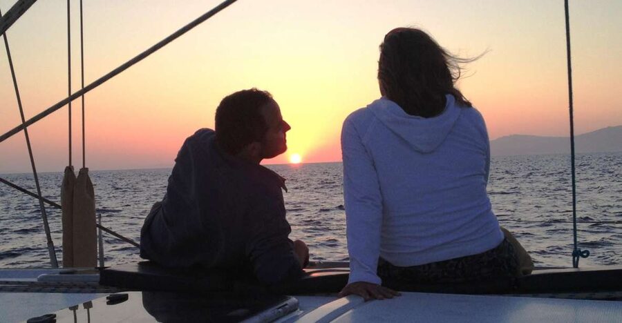 Mykonos: Sunset Sail Cruise to Rhenia, Beach Hopping, Dinner - Yacht time toward Rhenia: “Big Delos” and the quiet switch