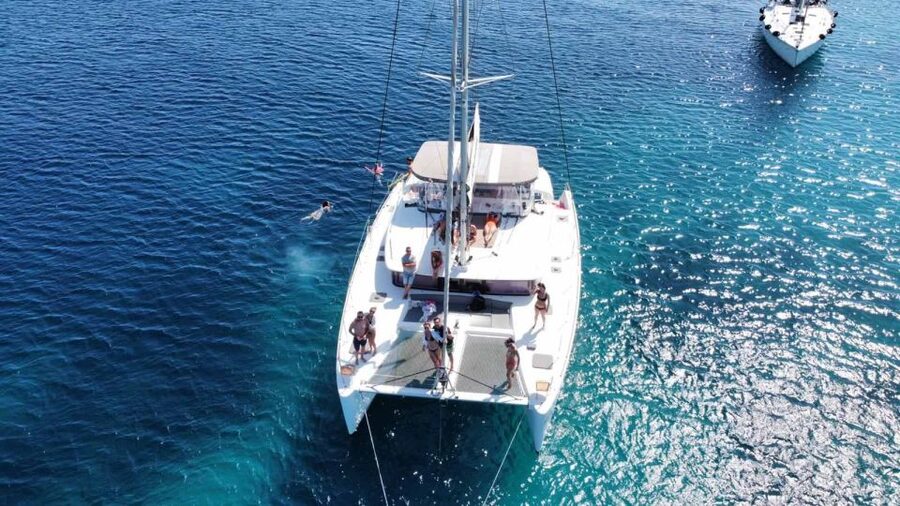Naxos: Naxos Catamaran Sailing Cruise with Lunch and Drinks - Food and drinks: real Greek cooking, served in the middle of the action