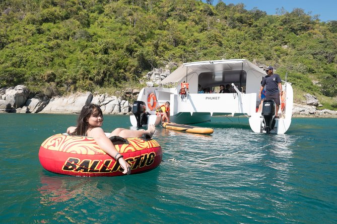 New Power catamaran for Phang Nga and Phi Phi island excursions - Entering the Hot Chili catamaran comfort zone from Phuket