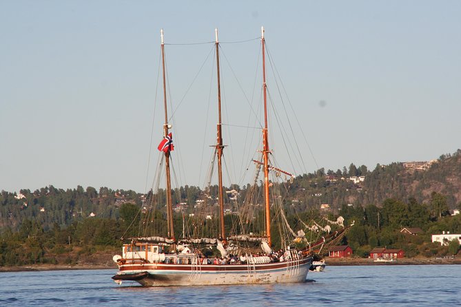 Oslo Fjord Evening Cruise with Shrimp Buffet on a Sailing Ship - A Wooden Sailboat on the Oslofjord at Dusk