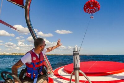 Parasailing from Albufeira Marina by Boat - Meeting at Alameda da Orada 2 and getting geared up fast