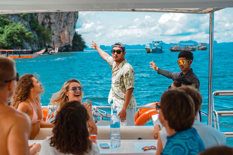 Phuket: James Bond & Phang Nga Bay by Luxury Sunset Yacht - Naka Island: Som Tam DIY, beach time, and the onboard water playground