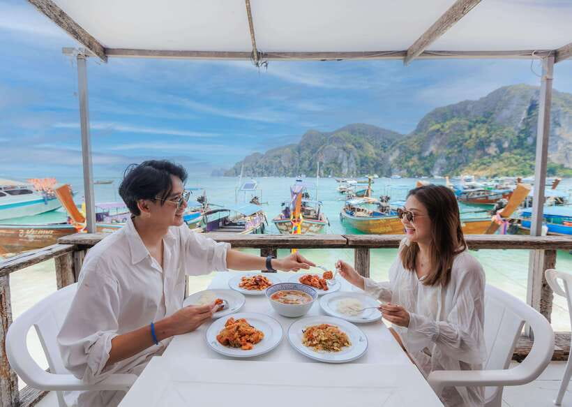Phuket: Phi Phi Maiton Island Sunset Premium Catamaran Tour - Ko Phi Phi Don Lunch at Tonsai Seafood Restaurant: Good Food, Island-View Energy