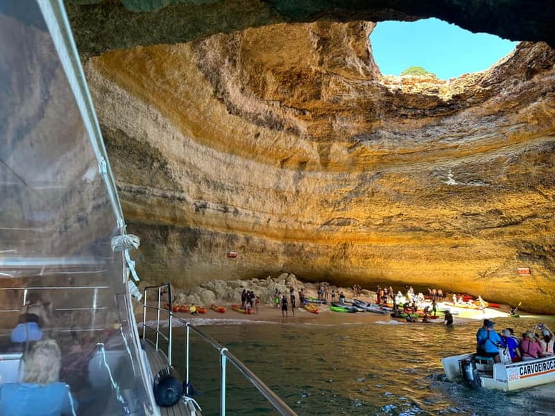 Portimão: Benagil Caves & Golden Coast Eco Catamaran Tour - Onboard comfort: shade, restroom, bar, and music that keep it easy