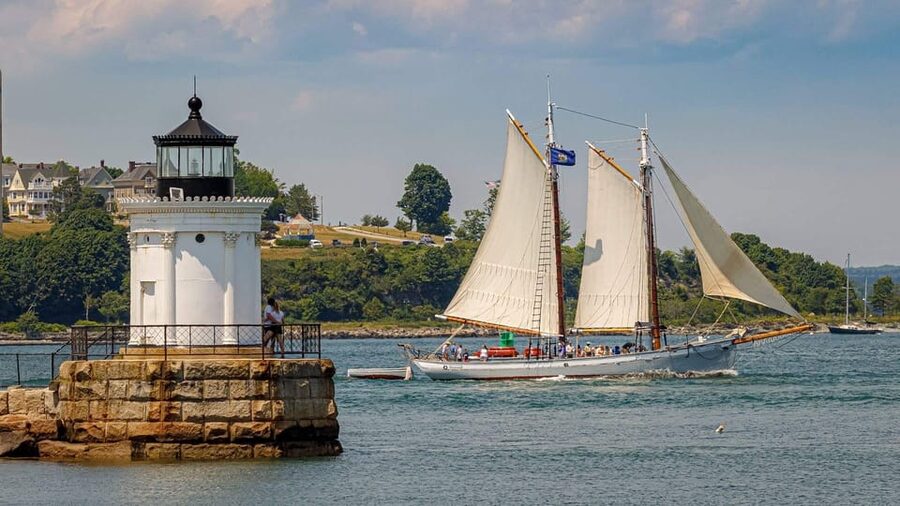 Portland, Maine: Coastal Windjammer Sailing Cruise - Getting Underway and Helping With the Sails
