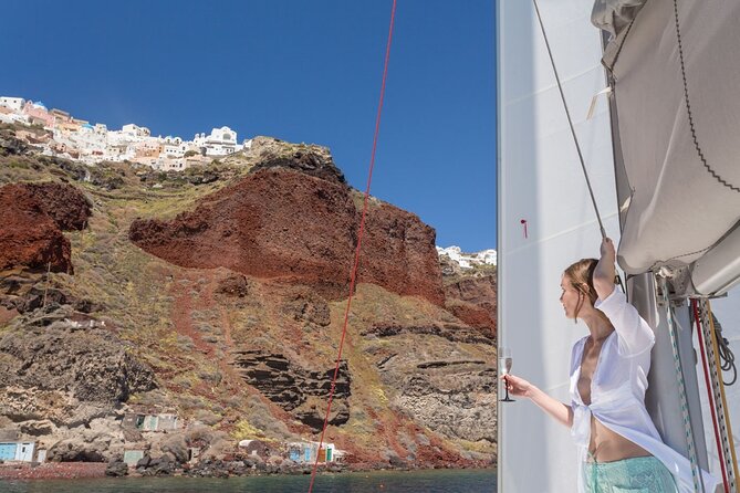 Premium Small-Group Catamaran Cruise with BBQ, Open Bar, Transfer - The cruise route: Red Beach to the Venetian Lighthouse