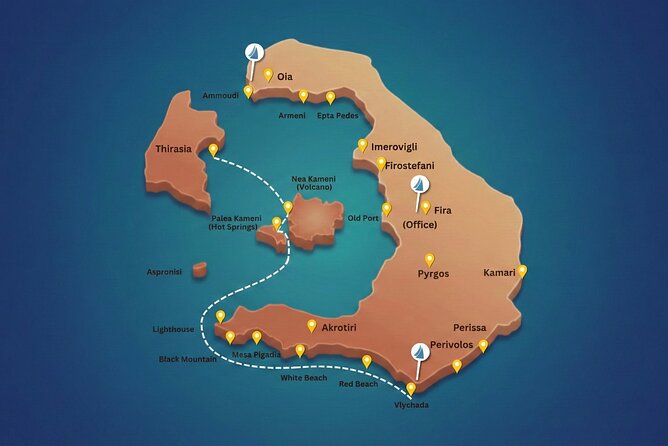 Premium Small-Group Catamaran Cruise with BBQ, Open Bar, Transfer - The hot springs stop at Palea Kameni: warm water, open-water requirement