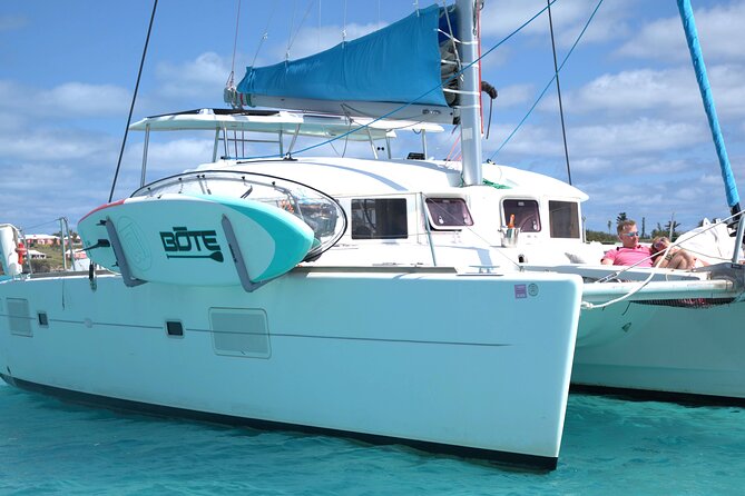 Private Catamaran Swim sail snorkel cliff jumping SUP - Onboard Setup: Snorkeling, SUP, Music, and That Restroom Relief