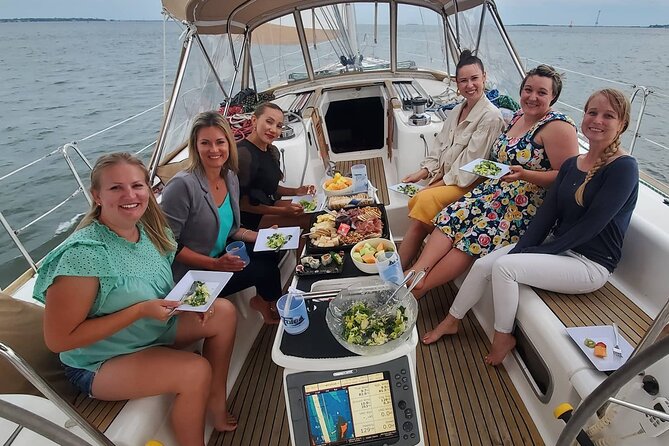 Private Luxury Sunset Sail on the 50ft Sailing Yacht Fate BYOB - The sail’s big loop: Charleston Battery, waterfront homes, and harbor atmosphere