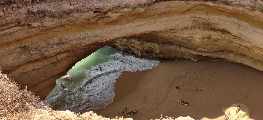 Quarteira: Benagil Cave Guided Catamaran Day Cruise & Drink - Benagil Cave interior: what you’ll do, and what can change